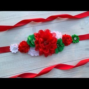 Red Green Christmas Maternity Sash